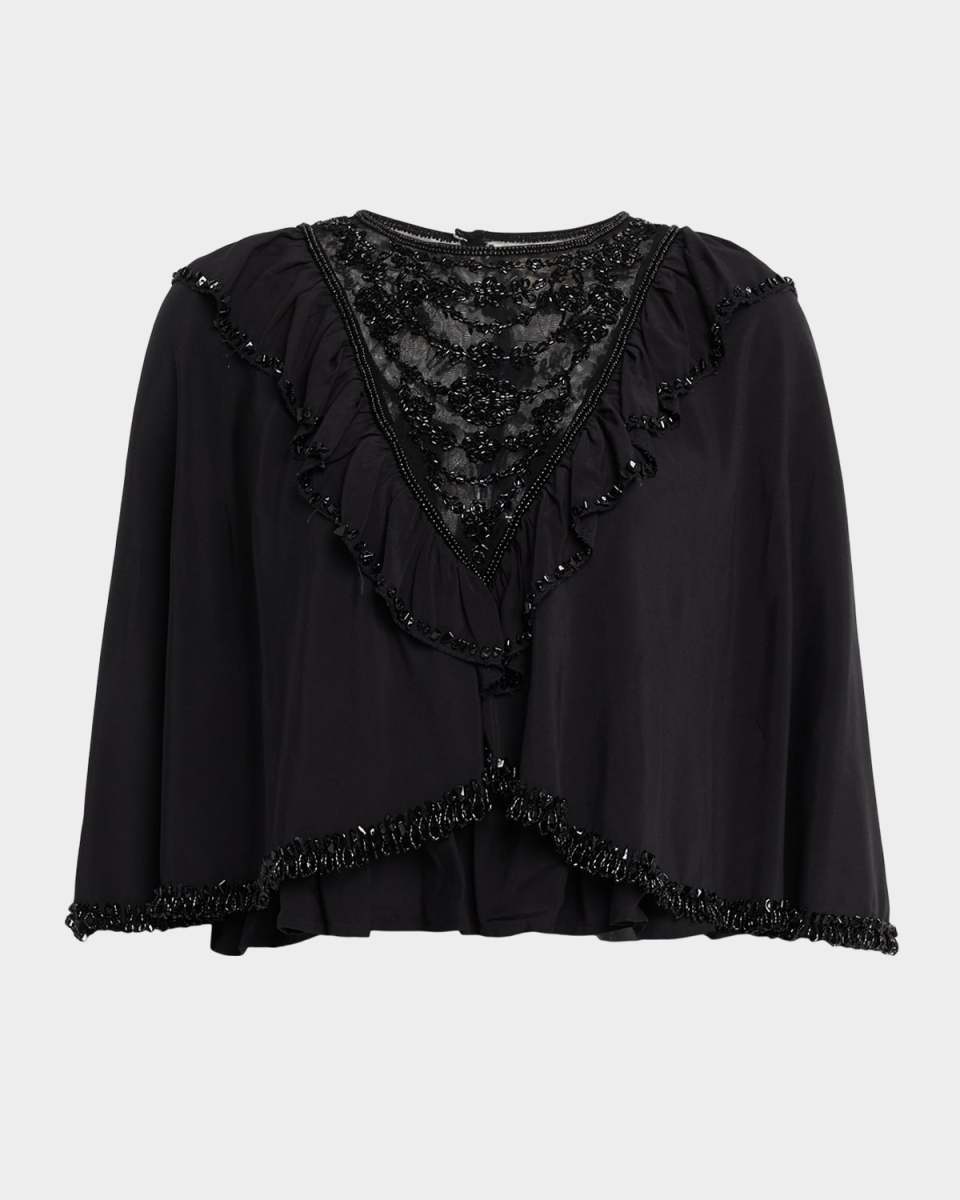Shanna Beaded Lace Cropped Blouse